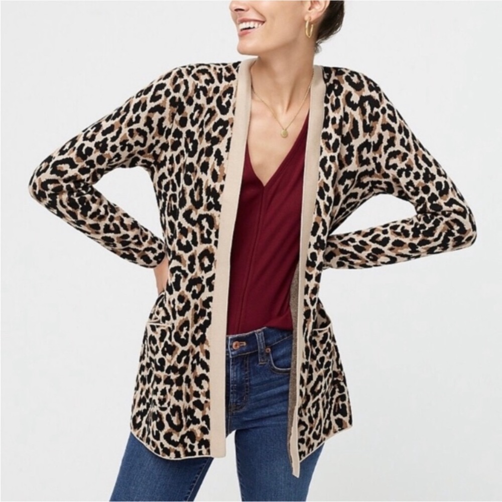 EUC J. Crew Factory Leopard Print Cardigan Size Medium